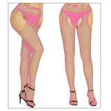 Maxbell Women Crystal Rhinestone Fishnet Net Mesh Stockings Tights Pantyhose Pink