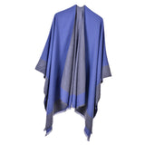 Maxbell Ladies Warm Shawl Wrap Open Front Poncho Cape Winter Cardigan Sweater Blue