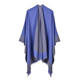 Maxbell Ladies Warm Shawl Wrap Open Front Poncho Cape Winter Cardigan Sweater Blue