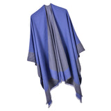 Maxbell Ladies Warm Shawl Wrap Open Front Poncho Cape Winter Cardigan Sweater Blue