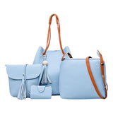 Maxbell Women's Leather Tote Purse and Handbags Set Light Blue