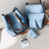 Maxbell Women's Leather Tote Purse and Handbags Set Light Blue