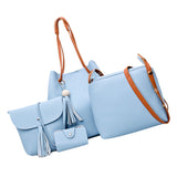 Maxbell Women's Leather Tote Purse and Handbags Set Light Blue