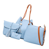 Maxbell Women's Leather Tote Purse and Handbags Set Light Blue