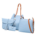 Maxbell Women's Leather Tote Purse and Handbags Set Light Blue