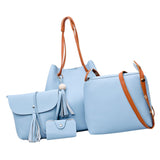 Maxbell Women's Leather Tote Purse and Handbags Set Light Blue