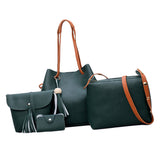 Maxbell Women's Leather Tote Purse and Handbags Set Green