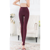 Maxbell Women Winter Warm Fleece Lined Opaque Tights Thermal Leggings Wine Red