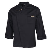 Maxbell Chef Coat Jacket Long Sleeved Kitchen Catering Baker Staff Workwear Black