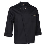 Maxbell Chef Coat Jacket Long Sleeved Kitchen Catering Baker Staff Workwear Black