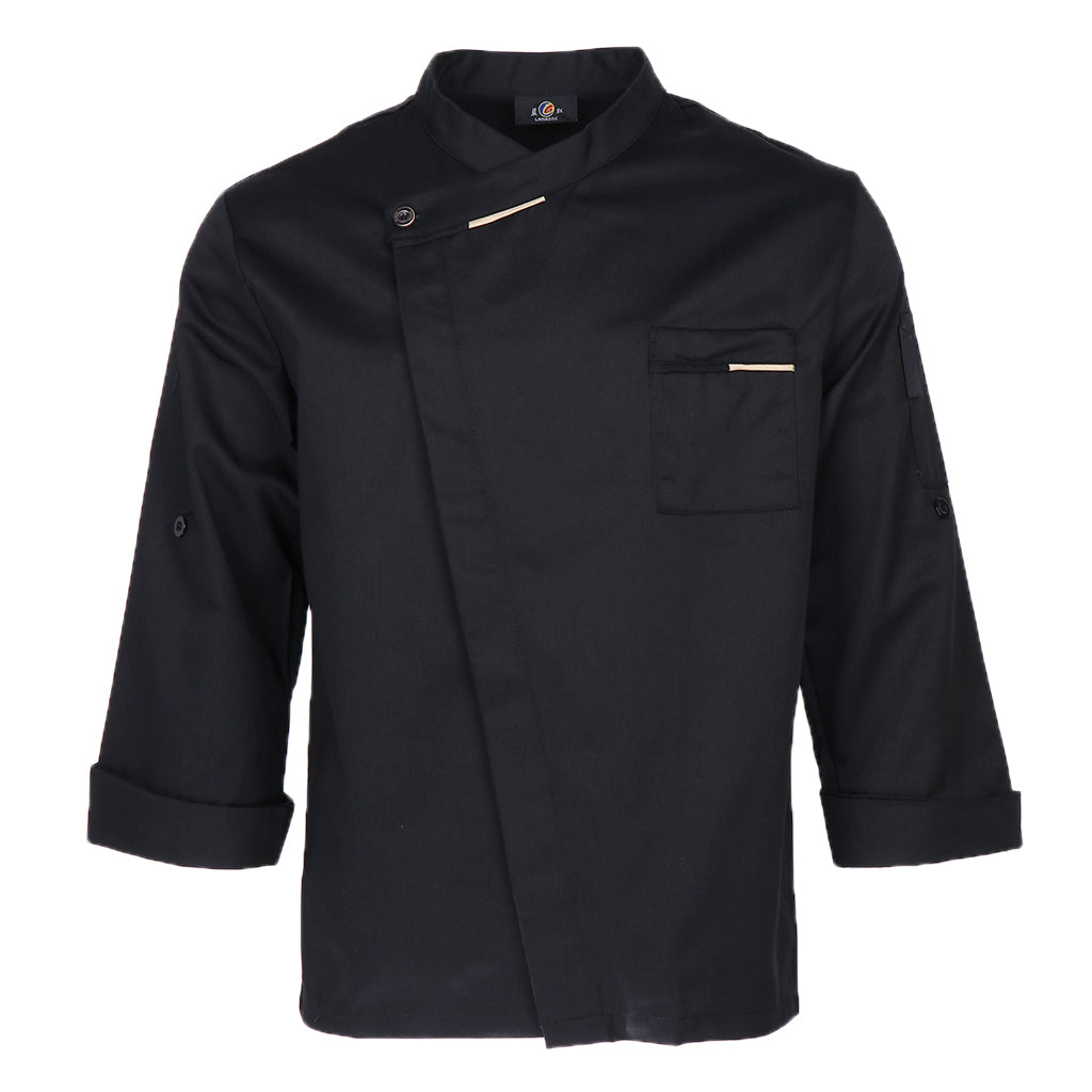 Maxbell Men Women Chef Coat Hotel Jacket Cooking Uniform Restaurant Workwear black