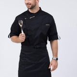 Maxbell Men Women Chef Coat Hotel Jacket Cooking Uniform Restaurant Workwear black