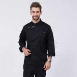 Maxbell Unisex Chef Jackets Coat Long Sleeves Shirt Kitchen Uniforms Black XL