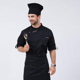 Maxbell Unisex Chef Jackets Coat Long Sleeves Shirt Kitchen Uniforms Black XL