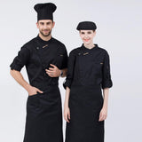 Maxbell Unisex Chef Jackets Coat Long Sleeves Shirt Kitchen Uniforms Black XL