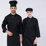 Maxbell Unisex Chef Jackets Coat Long Sleeves Shirt Kitchen Uniforms Black XL