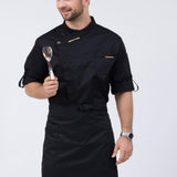 Maxbell Unisex Chef Jackets Coat Long Sleeves Shirt Kitchen Uniforms Black XL