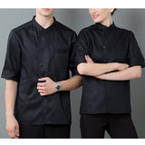 Maxbell 3/4 Sleeve Chef's Coat Jacket Kitchen Cook Coat Uniforms Unisex Black