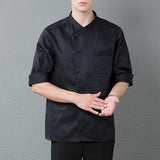 Maxbell 3/4 Sleeve Chef's Coat Jacket Kitchen Cook Coat Uniforms Unisex Black