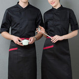 Maxbell 3/4 Sleeve Chef's Coat Jacket Kitchen Cook Coat Uniforms Unisex Black