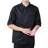 Maxbell 3/4 Sleeve Chef's Coat Jacket Kitchen Cook Coat Uniforms Unisex Black