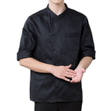 Maxbell 3/4 Sleeve Chef's Coat Jacket Kitchen Cook Coat Uniforms Unisex Black