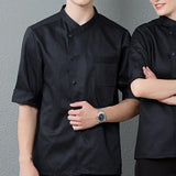 Maxbell 3/4 Sleeve Chef's Coat Jacket Kitchen Cook Coat Uniforms Unisex Black