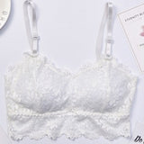 Maxbell Womens Lace Floral Bralette Bra Bustier Padded Crop Top Tank Tops White