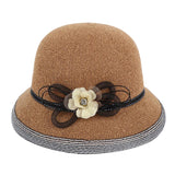 Maxbell Womens Wide Brim Flower Hat Straw Summer Hats Sun Beach Floppy Hat Brown