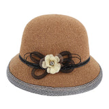 Maxbell Womens Wide Brim Flower Hat Straw Summer Hats Sun Beach Floppy Hat Brown