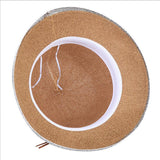 Maxbell Womens Wide Brim Flower Hat Straw Summer Hats Sun Beach Floppy Hat Brown