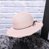 Maxbell Women Straw Weave Floppy Hat Summer Sun Protection Wide Brim Beach Cap Beige