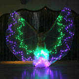 Maxbell Colorful LED Isis Wings Glow Light Up Belly Dance Costume with Sticks