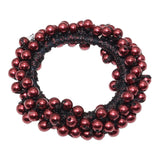 Maxbell Womens Hair Scrunchie Ponytail Holder Elastic Pearls Hair Bands Wine Red