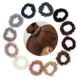 Maxbell Womens Hair Scrunchie Ponytail Holder Elastic Pearls Hair Bands Wine Red