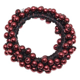 Maxbell Womens Hair Scrunchie Ponytail Holder Elastic Pearls Hair Bands Wine Red