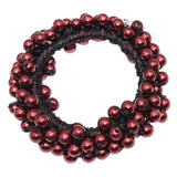 Maxbell Womens Hair Scrunchie Ponytail Holder Elastic Pearls Hair Bands Wine Red