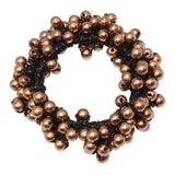 Maxbell Womens Hair Scrunchie Ponytail Holder Elastic Pearls Hair Bands Dark Brown