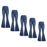 Maxbell Womens Flared Trousers with High Waist Knee Holes Denim Jeans XL