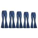 Maxbell Womens Flared Trousers with High Waist Knee Holes Denim Jeans XL