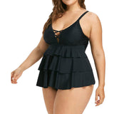 Maxbell Women Two Piece Tankini Top Briefs Bottom Swimsuit Beachwear Plus Size 2XL