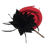 Maxbell Feather Fascinator Headband Ladies Race Royal Ascot Red Hat+Black Feather