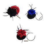 Maxbell Feather Fascinator Headband Ladies Race Royal Ascot Red Hat+Black Feather