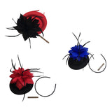 Maxbell Feather Fascinator Headband Ladies Race Royal Ascot Red Hat+Black Feather