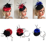 Maxbell Feather Fascinator Headband Ladies Race Royal Ascot Red Hat+Black Feather