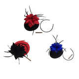 Maxbell Feather Fascinator Headband Ladies Race Royal Ascot Red Hat+Black Feather