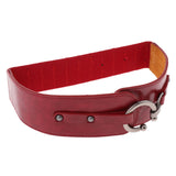 Maxbell Women Leather Belt Hook Design Buckle Waist Belt Elastic Waistband S Red