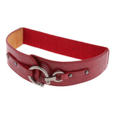 Maxbell Women Leather Belt Hook Design Buckle Waist Belt Elastic Waistband S Red