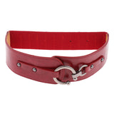 Maxbell Women Leather Belt Hook Design Buckle Waist Belt Elastic Waistband S Red