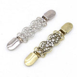 Maxbell Fashion Cardigan Clip Rhinestone Flower Shawl Clip Shirt Collar Clip Silver